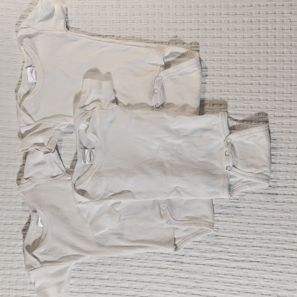 Newborn Infant Baby Bambini White Onesies